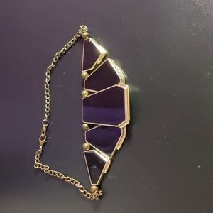 Silver Tone Necklace With Black Geometric Shapes